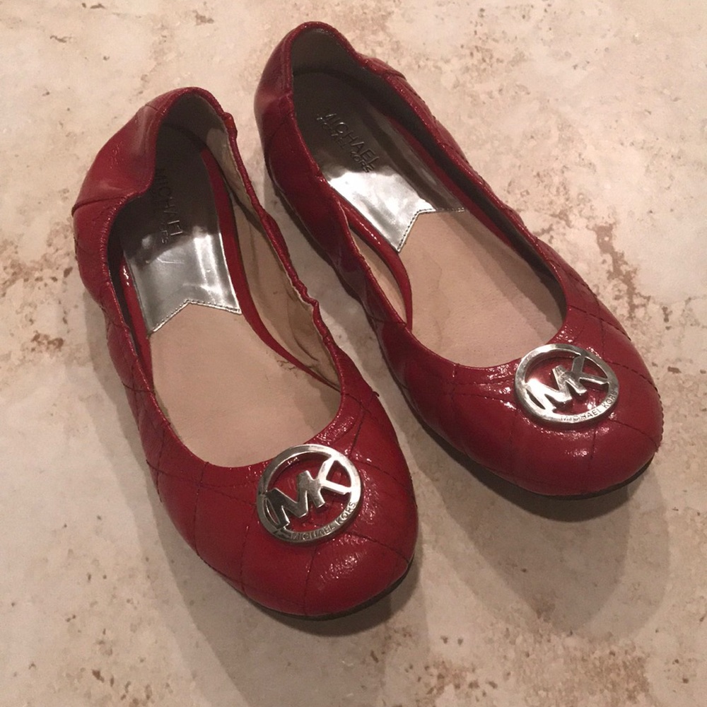 Michael Kors red leather flats size 9